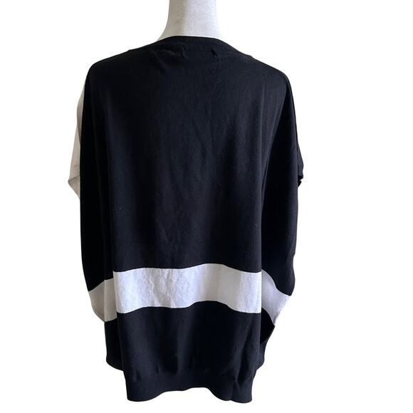 Neiman Marcus Cashmere Sleeveless Shirt Black White SZ3X Knit Classic Luxury - Picture 2 of 10